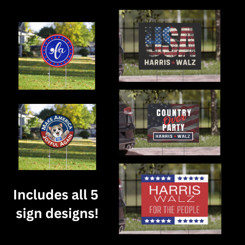 5 Pack of Best Kamala Yard Signs, Harris Walz Yard Signs