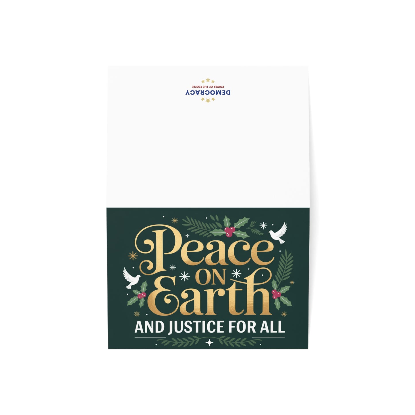 Peace on Earth and Justice for All Holiday Greeting Cards, Political Holiday Cards, 7" x 5", Matte Finish, Packs of 5, 10 or 25, Free Shipping