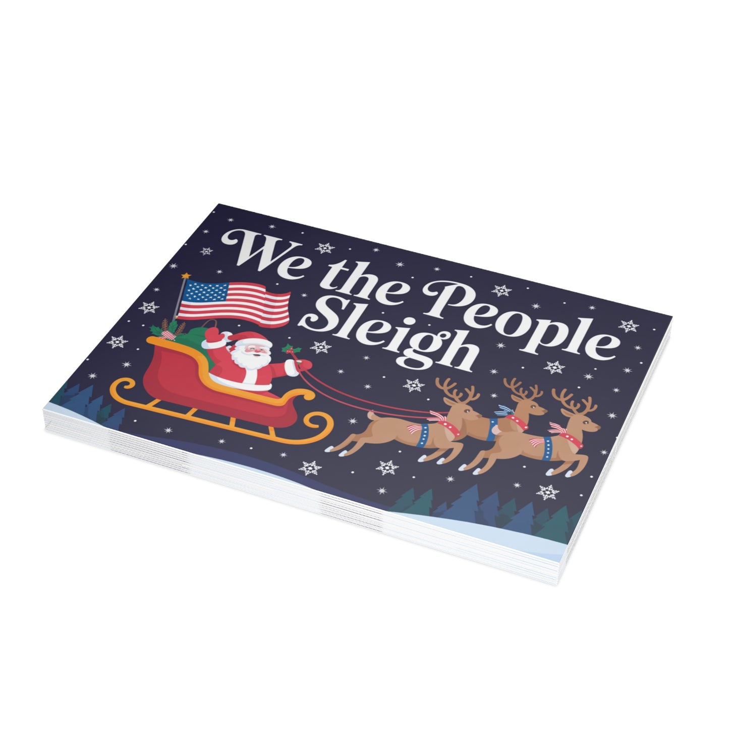 We the People Sleigh Greeting Cards, Political Holiday Cards, 7" x 5", Matte Finish, Packs of 5, 10 or 25, Free Shipping