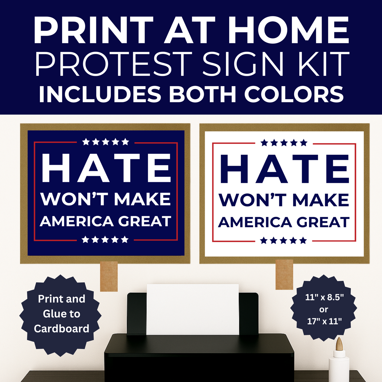 Printable Protest Signs, Digital Download Poster, Anti Trump Protest Signs, Political Posters, Print 2 Sizes at Home, Protest Signs for Car
