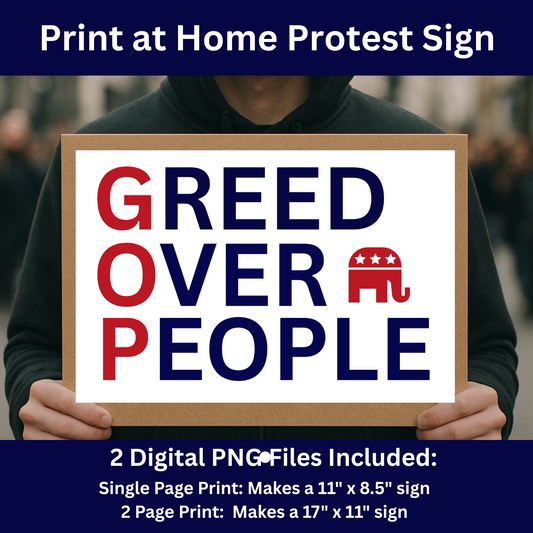 Print at Home Protest Sign Kit, 2 Sizes Included, Single Page (8.5" x 11"), or 2 Pages (17" x 11") Printable Protest Signs, Digital Download