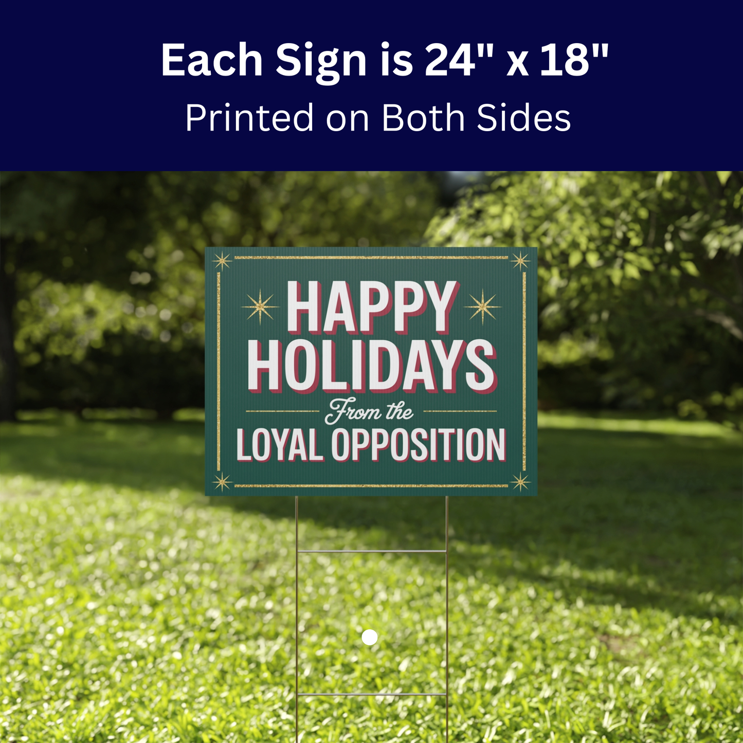 Democracy Holiday Yard Sign 5 Pack - Top Selling Designs, 24" x 18", Print on Both Sides, H Stakes Included, Funny Political Christmas Signs