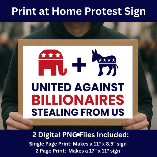 Print at Home Protest Sign Kit, 2 Sizes Included, Single Page (8.5" x 11"), or 2 Pages (17" x 11") Printable Protest Signs, Digital Download