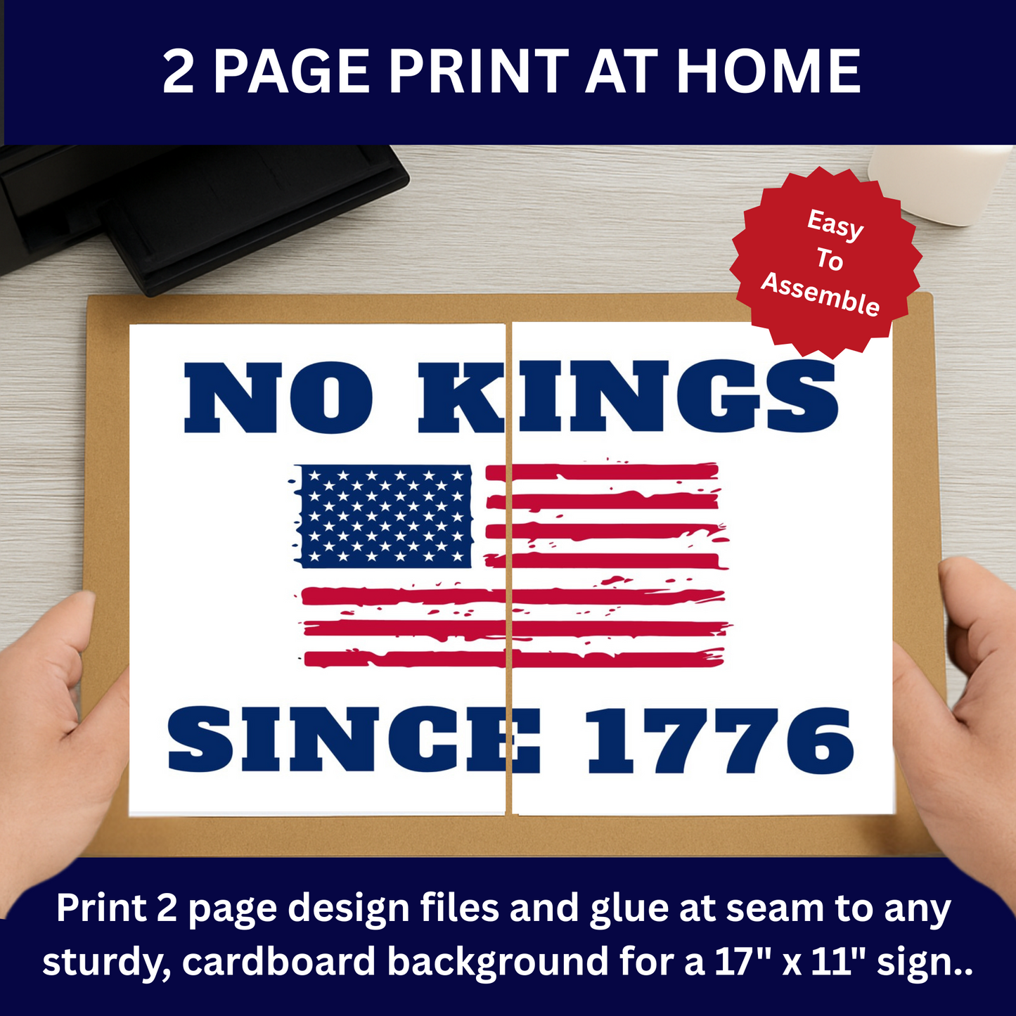Print at Home Protest Sign Kit, 2 Sizes Included, Single Page (8.5" x 11"), or 2 Pages (17" x 11") Printable Protest Signs, Digital Download (Copy)