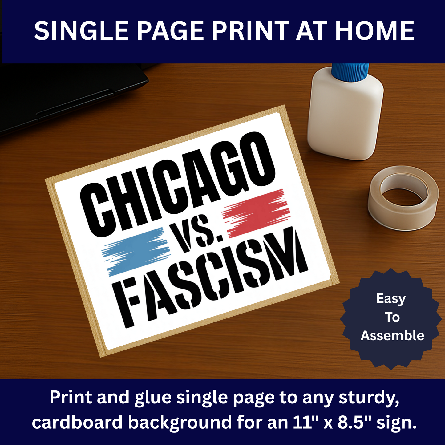 Chicago vs. Fascism Printable Protest Signs, Digital Download Poster, Protest PNG, Anti Trump PNG
