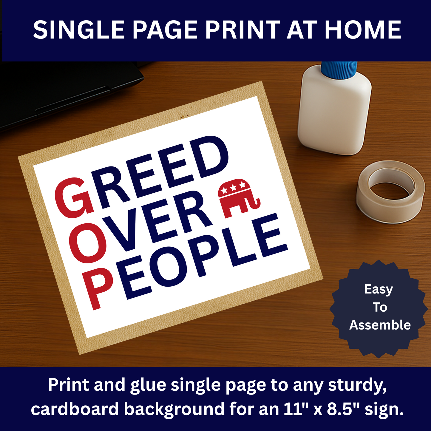 Print at Home Protest Sign Kit, 2 Sizes Included, Single Page (8.5" x 11"), or 2 Pages (17" x 11") Printable Protest Signs, Digital Download