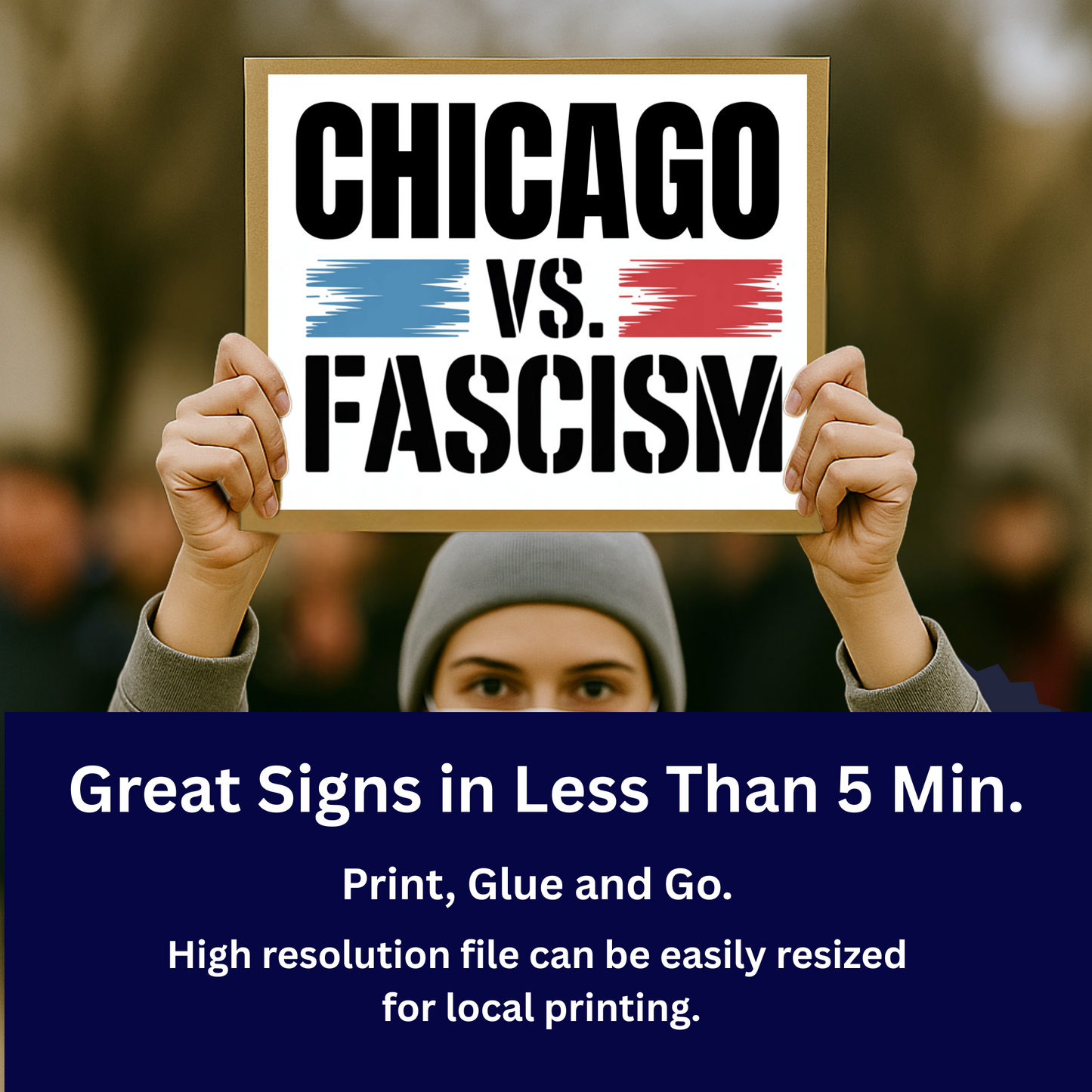 Chicago vs. Fascism Printable Protest Signs, Digital Download Poster, Protest PNG, Anti Trump PNG