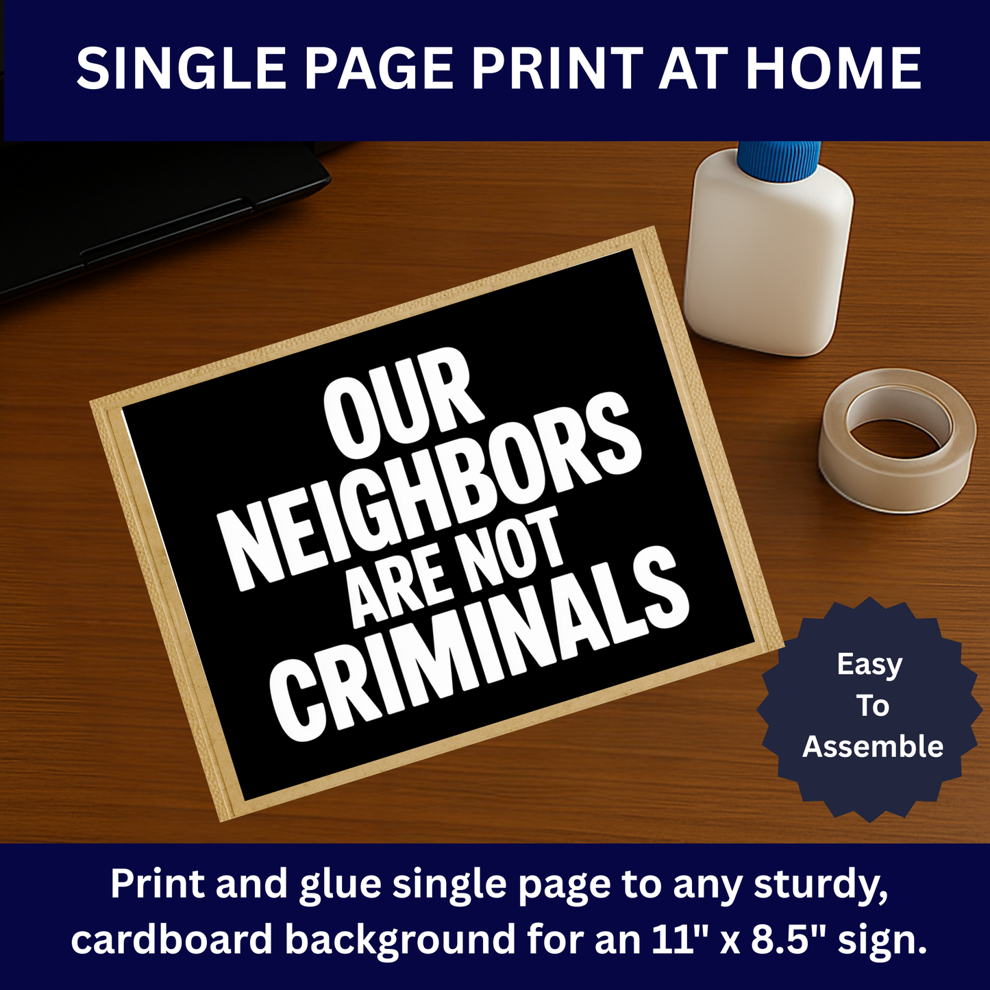 Anti ICE Protest Sign -Our Neighbors Are Not Criminals- Printable Protest Sign Kit - Protest Sign PNG