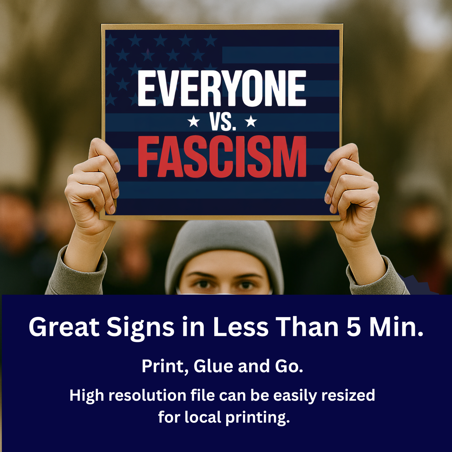 Everyone vs Fascism Protest Sign, No Kings Printable Protest Sign, Protest Poster