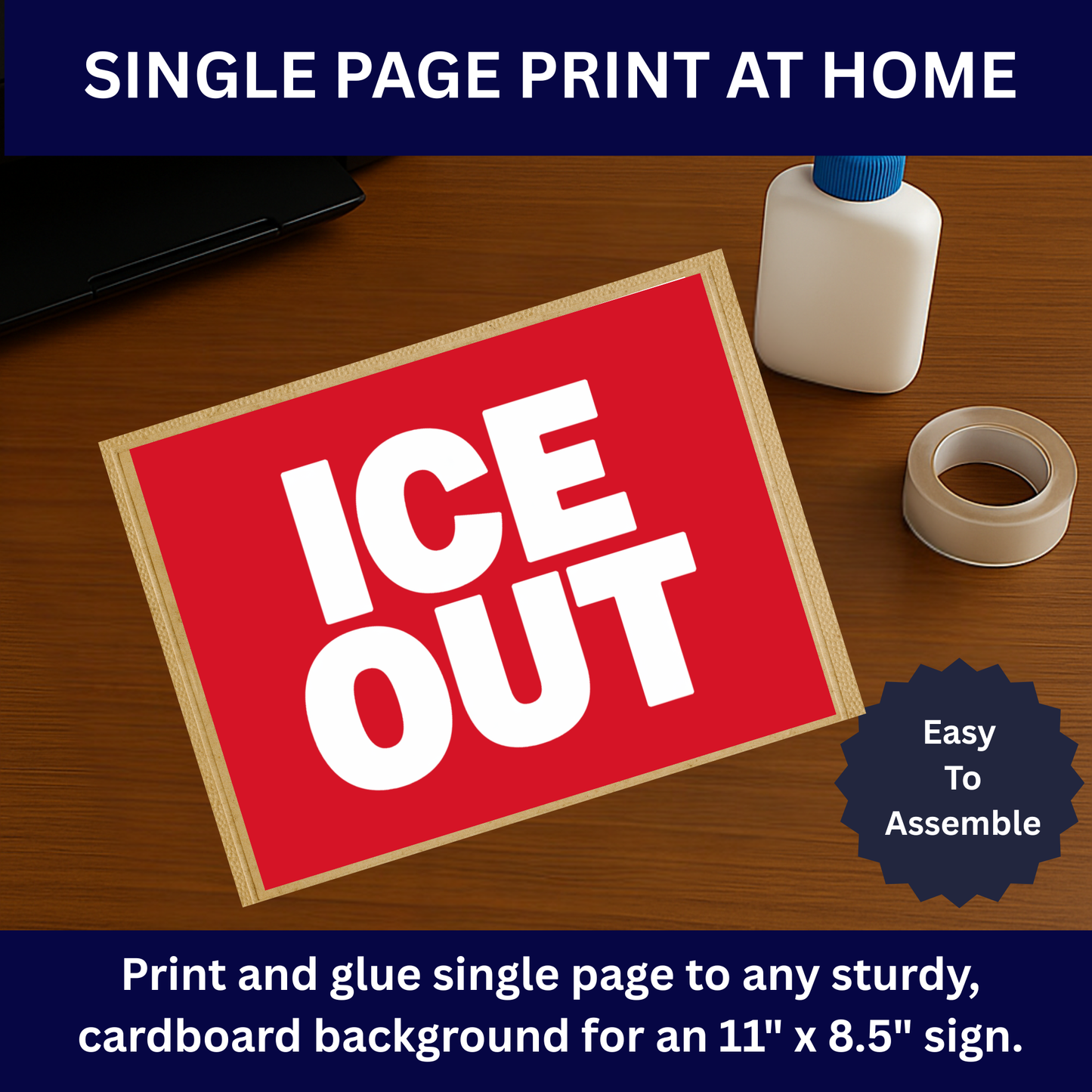 Anti ICE Protest Sign - ICE OUT- Printable Protest Sign Kit - Protest Sign PNG