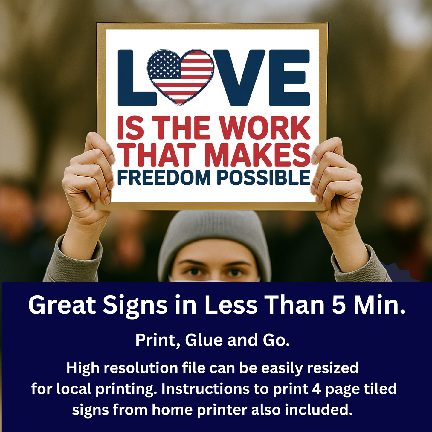 Printable Subtle Anti Trump Sign - PDF and High Res PNG Files Included