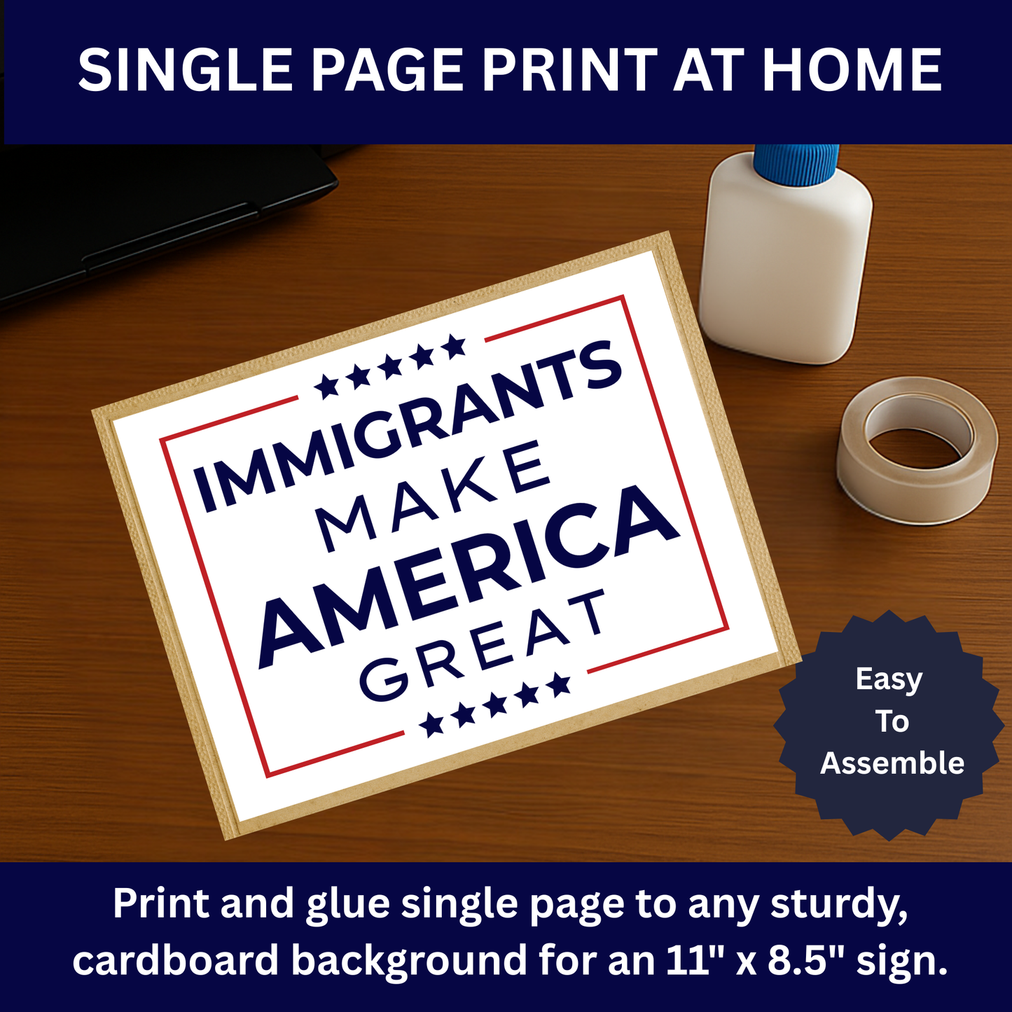 Anti ICE Protest Sign -Immigrants Make America Great- Printable Protest Sign Kit - Protest Sign PNG