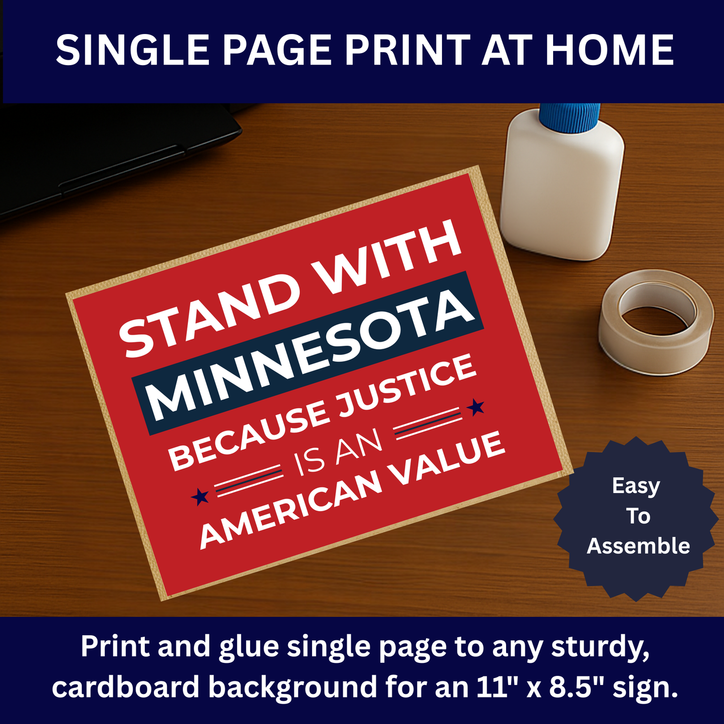 Stand With Minnesota- Printable Protest Sign Kit - Anti Trump Protest Sign PNG