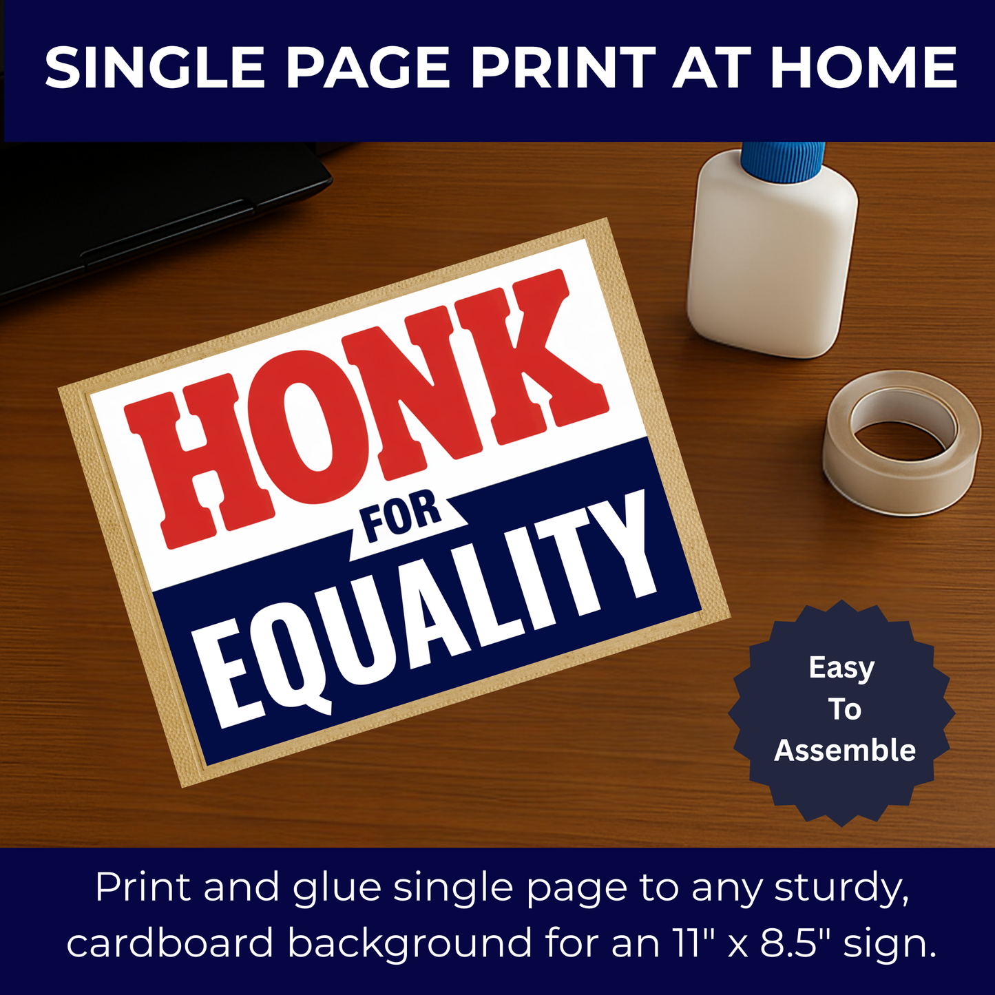 Honk for Democracy Printable Sign Kit -Patriotic Signs for Protests - 5 Different Messages Included