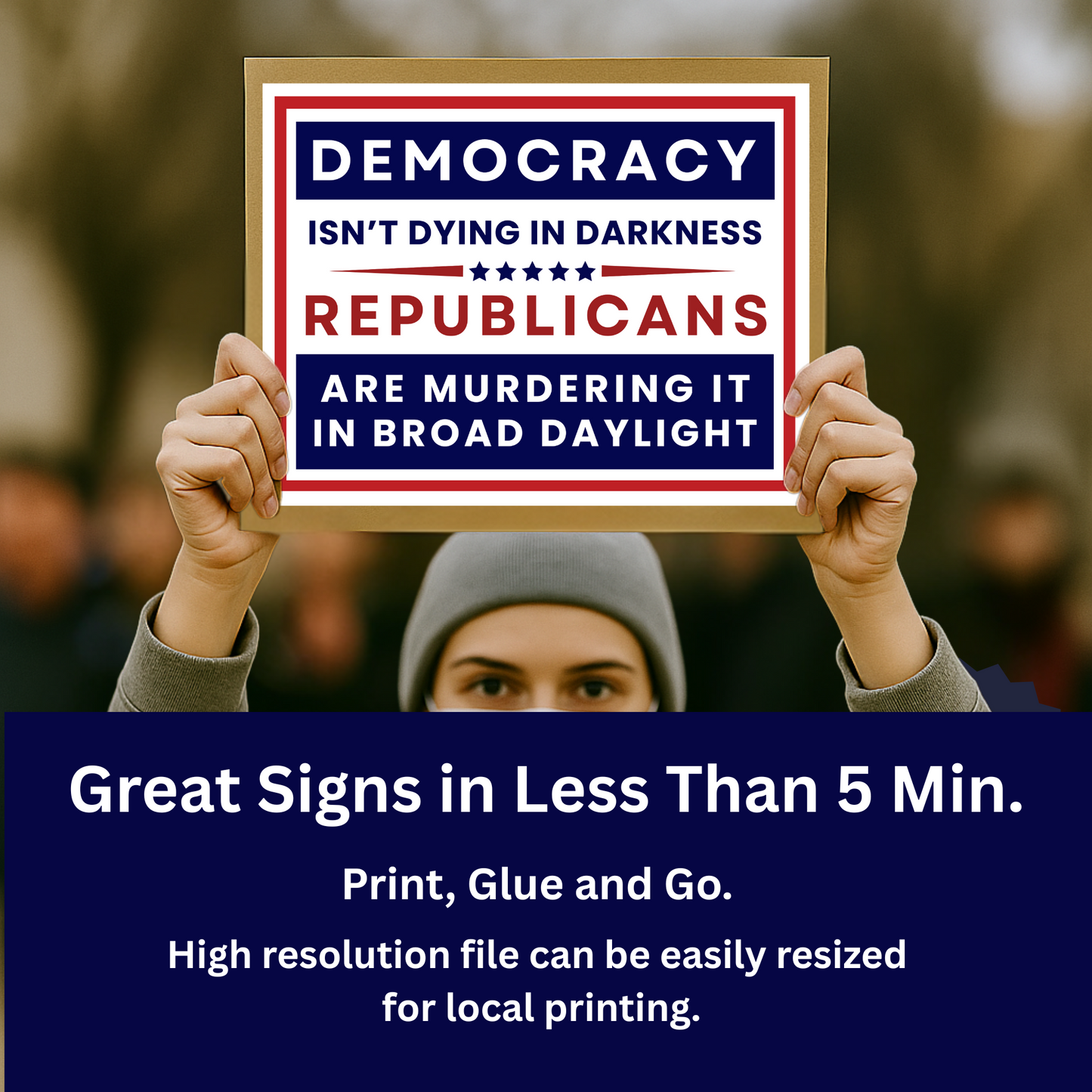 Print at Home Protest Sign Kit, 2 Sizes Included, Single Page (8.5" x 11"), or 2 Pages (17" x 11") Printable Protest Signs, Digital Download