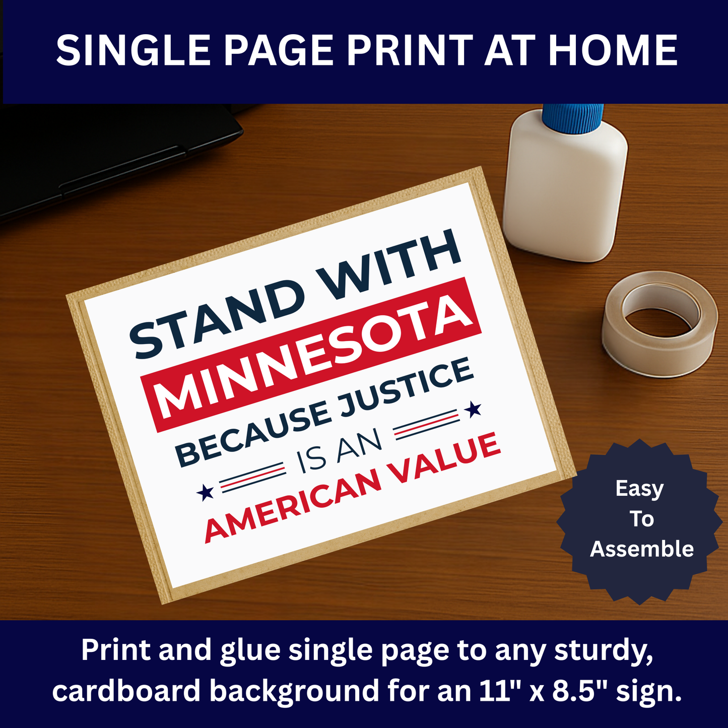 Stand With Minnesota- Printable Protest Sign Kit - Anti Trump Protest Sign PNG