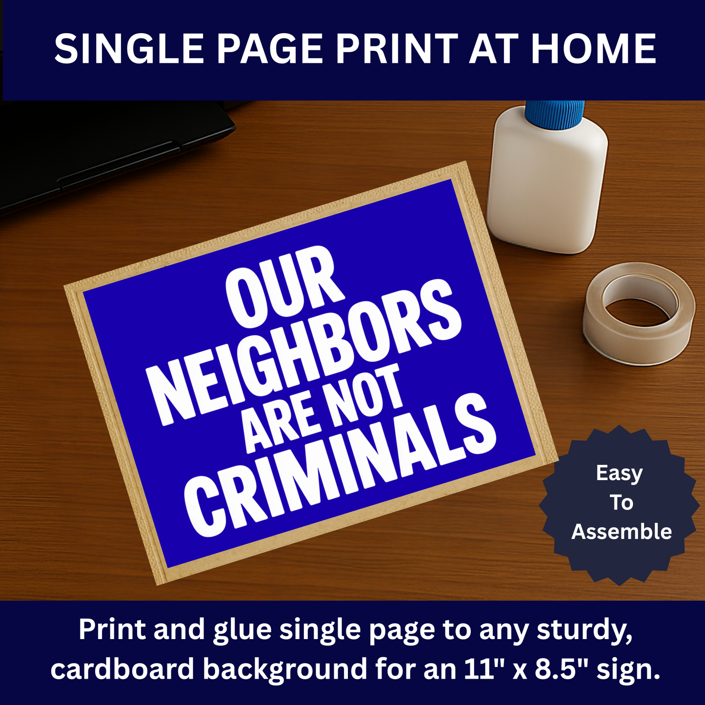 Anti ICE Protest Sign -Our Neighbors Are Not Criminals- Printable Protest Sign Kit - Protest Sign PNG