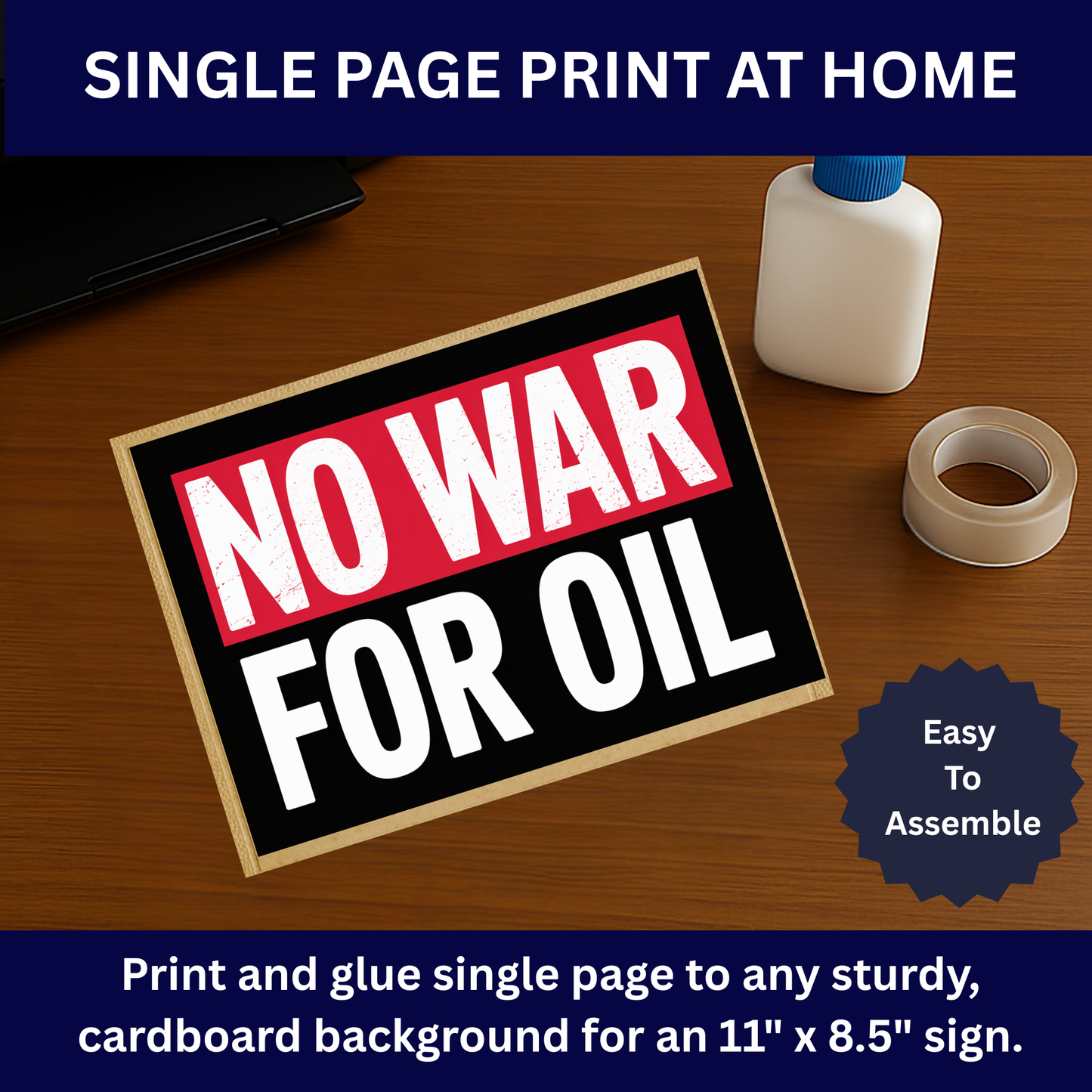 No War For Oil - Printable Anti Trump Sign - PDF and High Res PNG Files Included