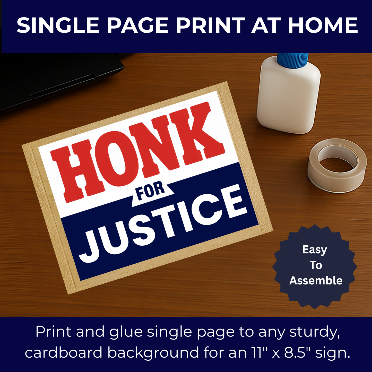 Honk for Democracy Printable Sign Kit -Patriotic Signs for Protests - 5 Different Messages Included