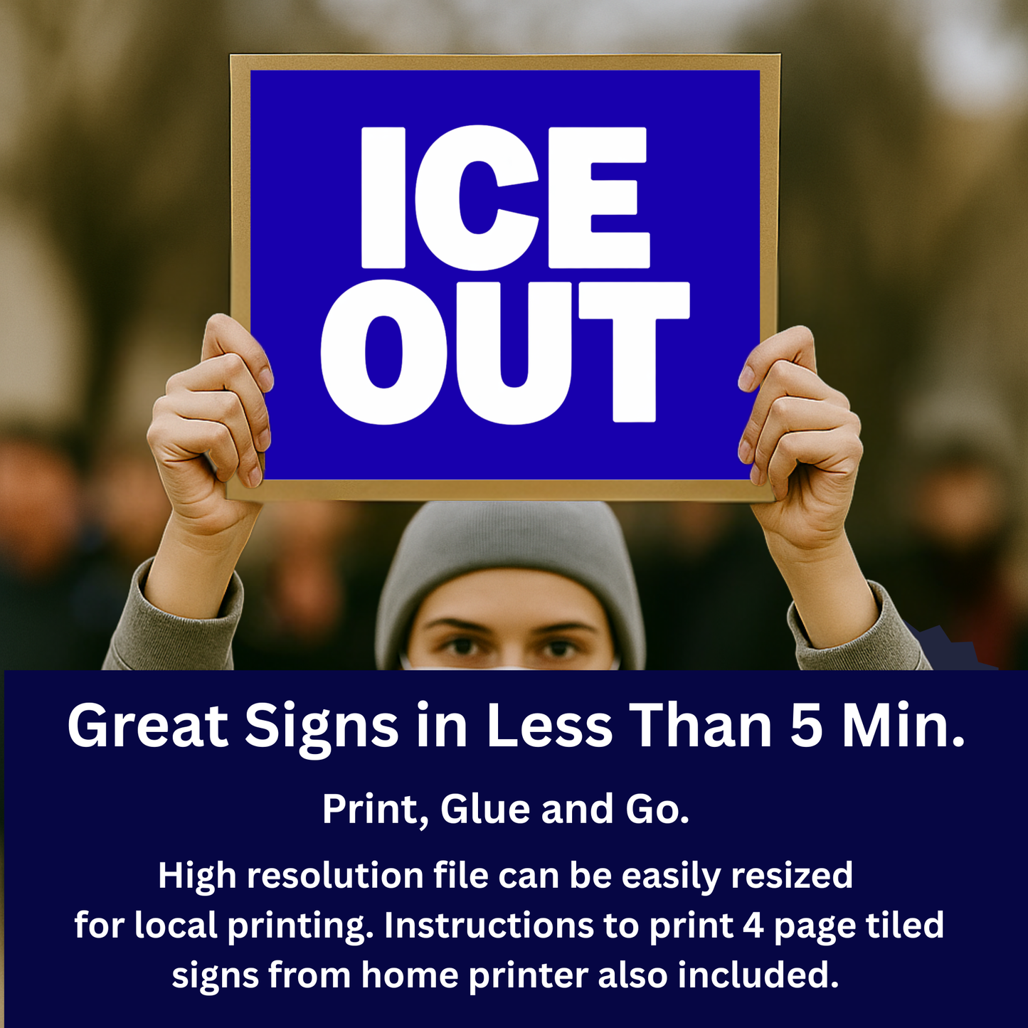 Anti ICE Protest Sign - ICE OUT- Printable Protest Sign Kit - Protest Sign PNG