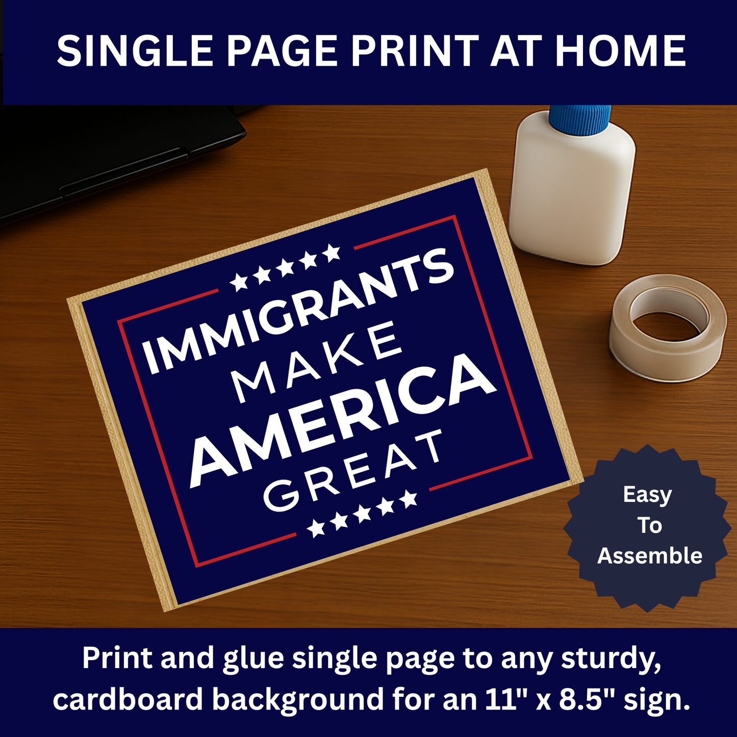 Anti ICE Protest Sign -Immigrants Make America Great- Printable Protest Sign Kit - Protest Sign PNG