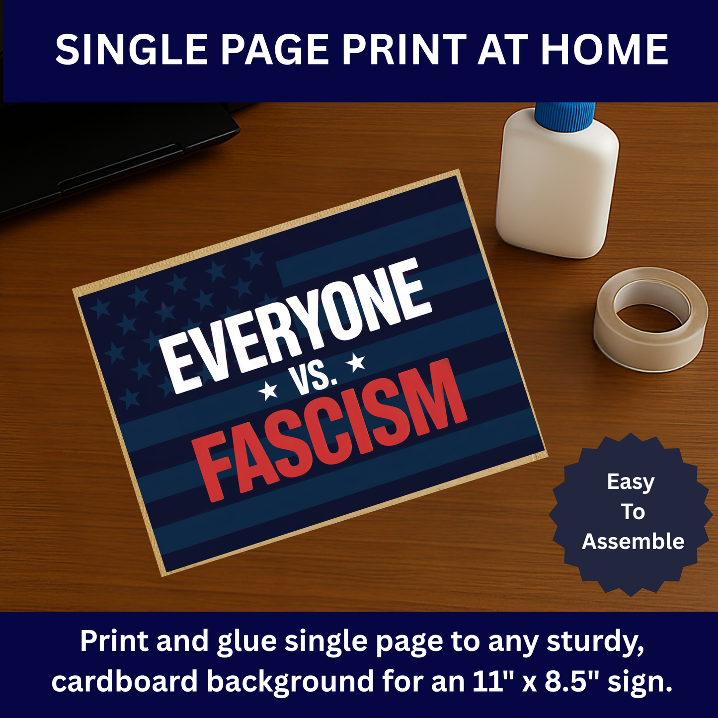 Everyone vs Fascism Protest Sign, No Kings Printable Protest Sign, Protest Poster