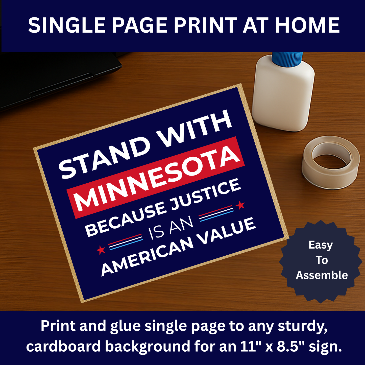 Stand With Minnesota- Printable Protest Sign Kit - Anti Trump Protest Sign PNG