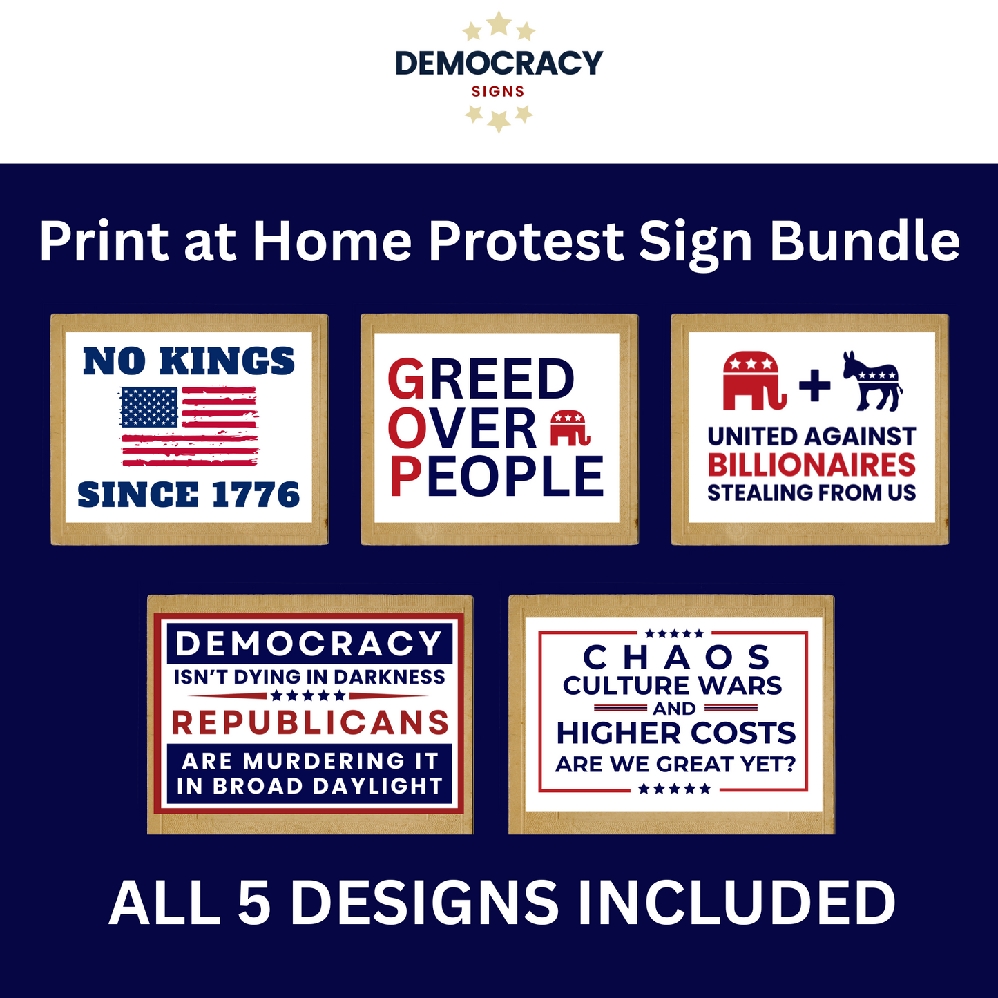 Print at Home Protest Sign Kit, 2 Sizes Included, Single Page (8.5" x 11"), or 2 Pages (17" x 11") Printable Protest Signs, Digital Download