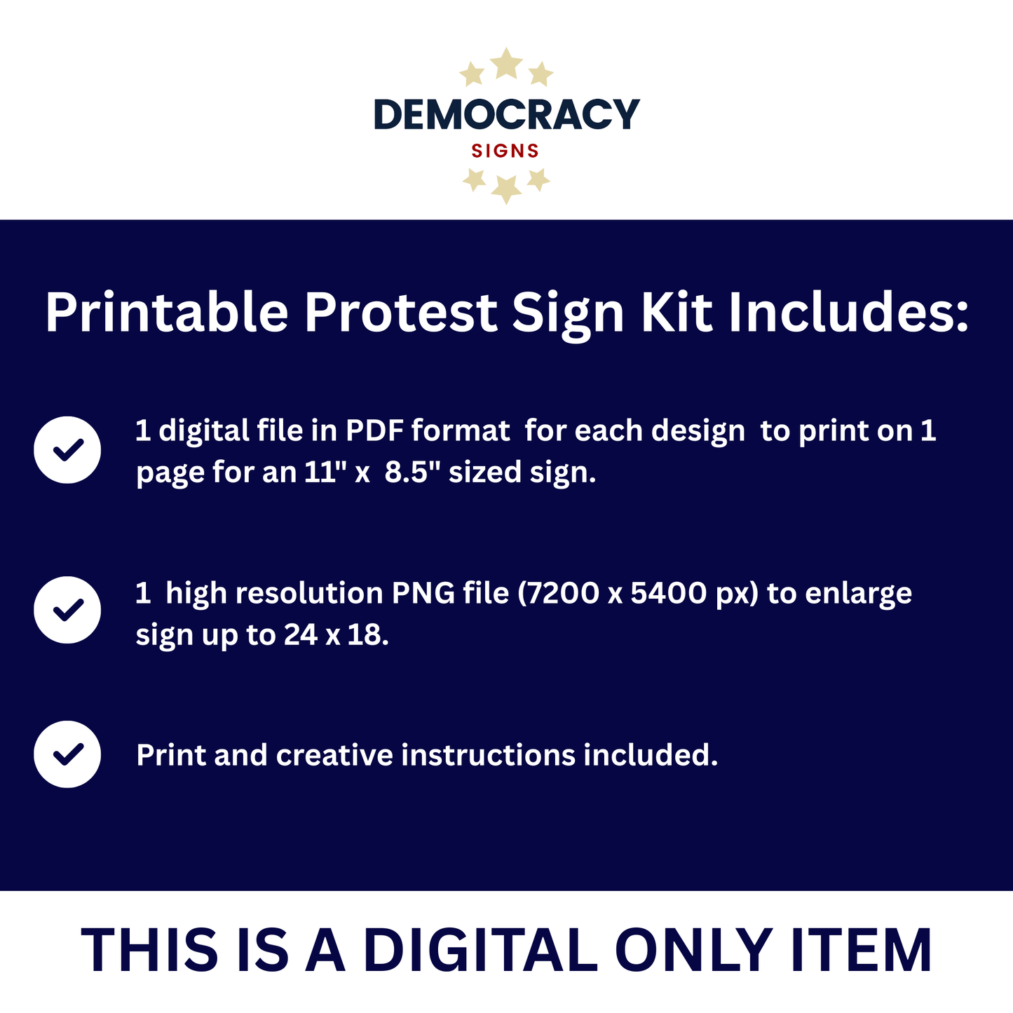 Print at Home Protest Sign Kit, Digital Download, Single Page (8.5" x 11"), or Enlarge Locally Up to 24" x 18"