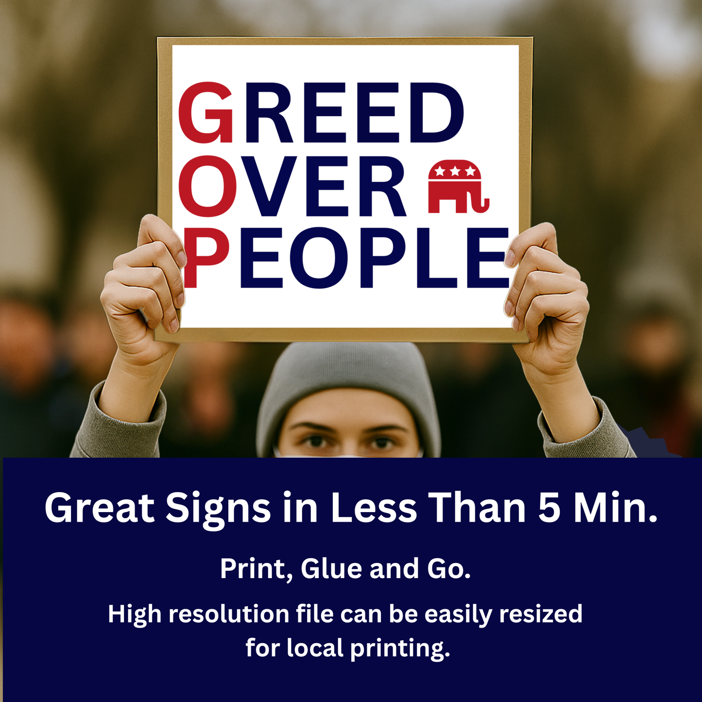 Anti GOP Print at Home Protest Sign Kit, 2 Sizes Included, Single Page (8.5" x 11"), or 2 Pages (17" x 11") Printable Protest Signs, Digital Download