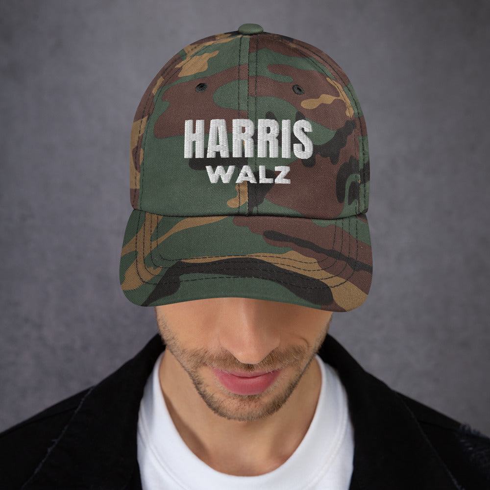 Harris Walz Camo Hat - Embroidered