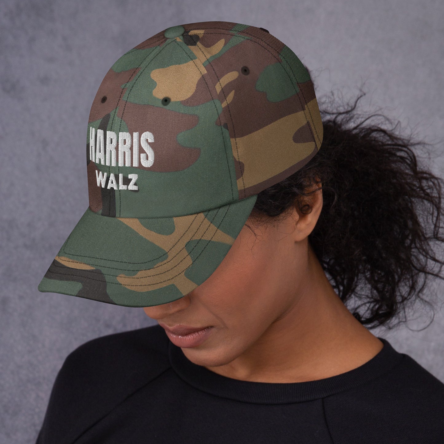 Harris Walz Camo Hat - Embroidered