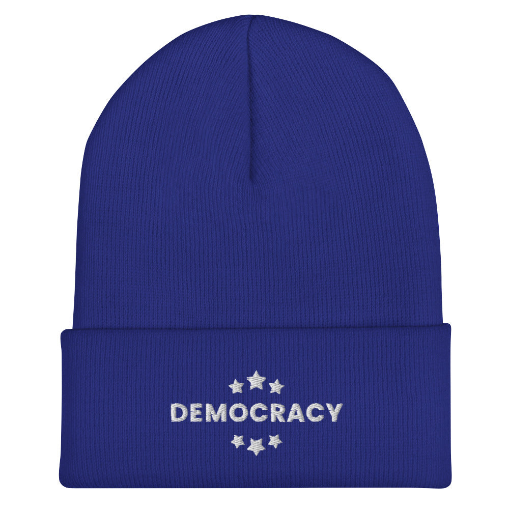 Democracy Knit Beanie, Embroidered, Multiple Colors, Democracy Hat