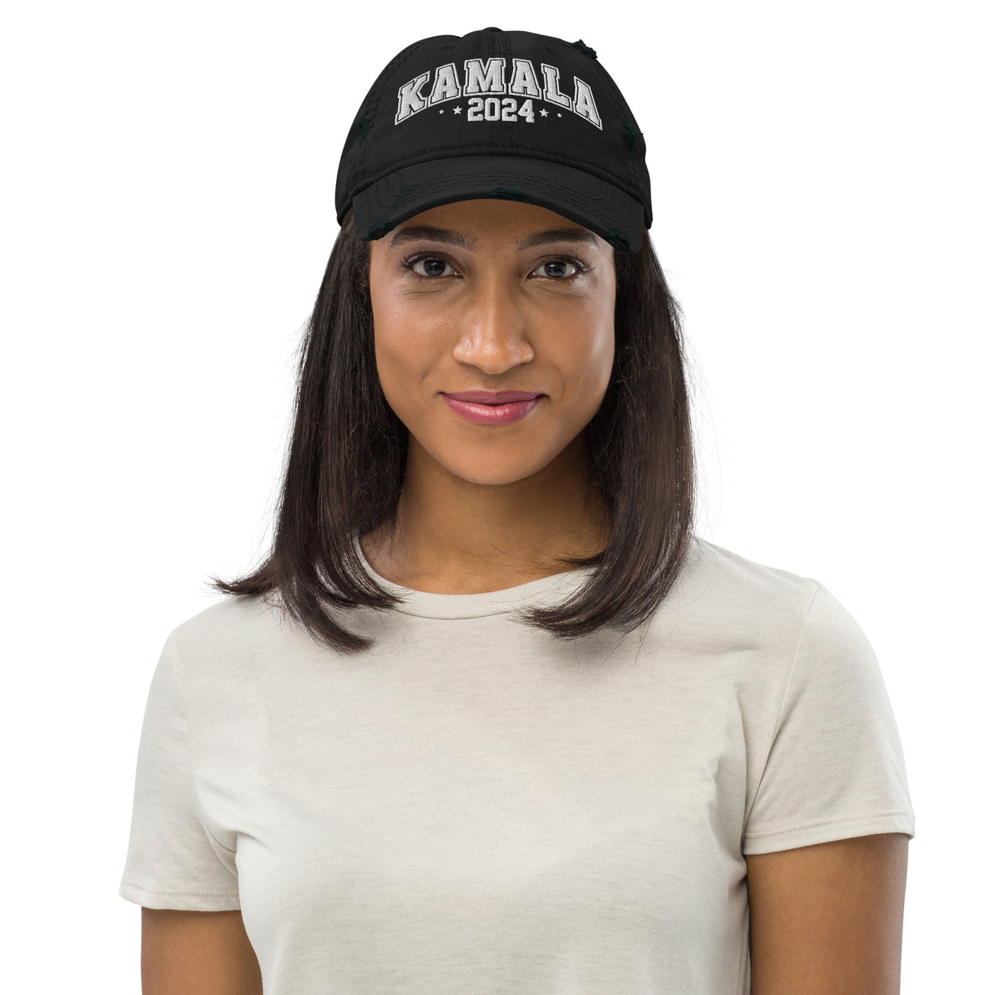 Kamala Harris Embroidered, Distressed Dad Hat