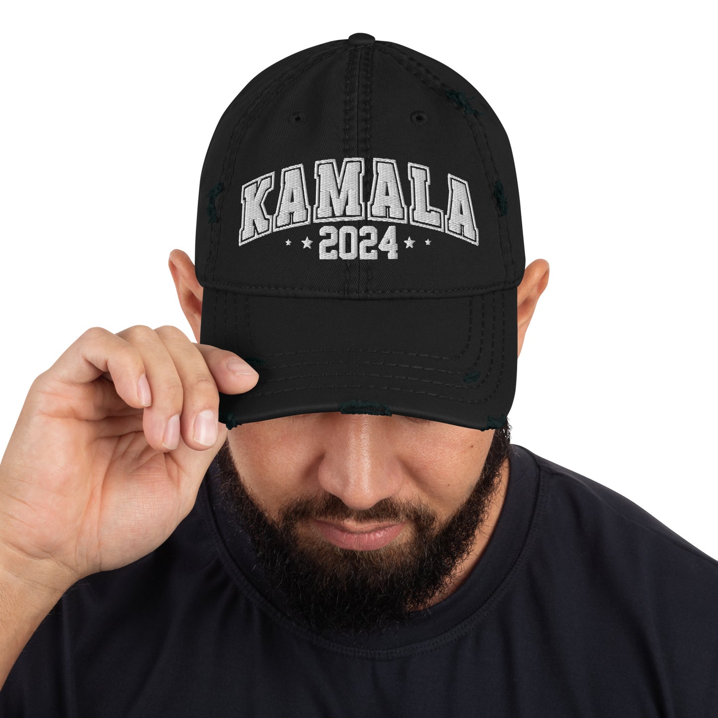 Kamala Harris Embroidered, Distressed Dad Hat