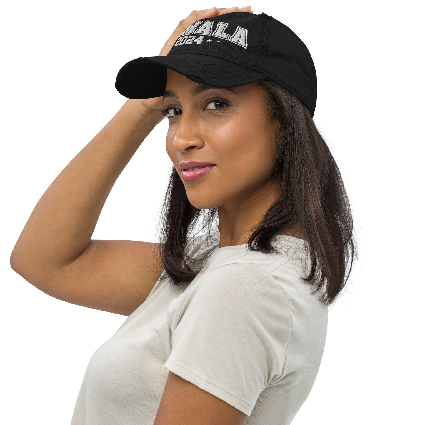 Kamala Harris Embroidered, Distressed Dad Hat