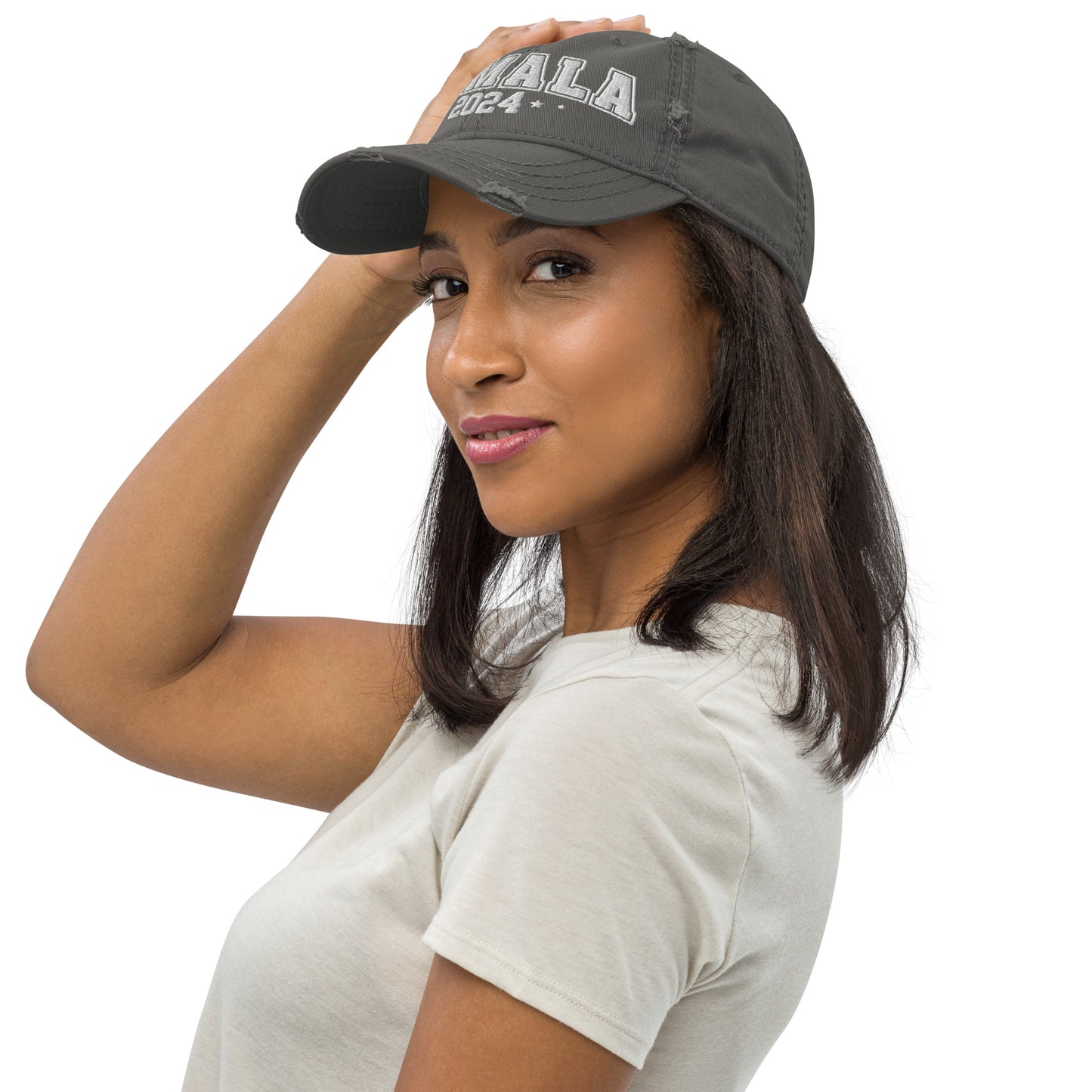 Kamala Harris Embroidered, Distressed Dad Hat