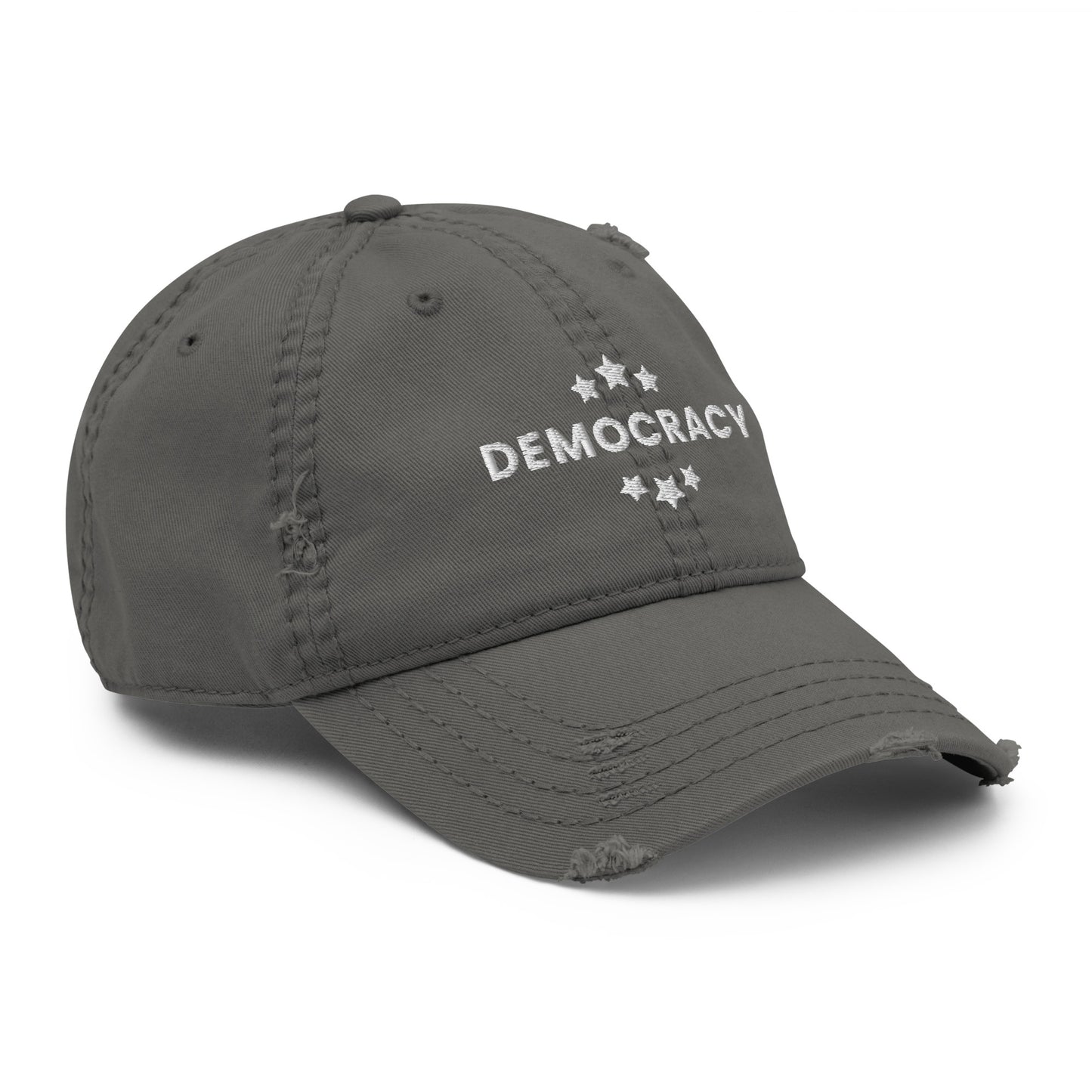 Democracy Hat, Embroidered, Distressed "Dad" Hat, Multiple Colors