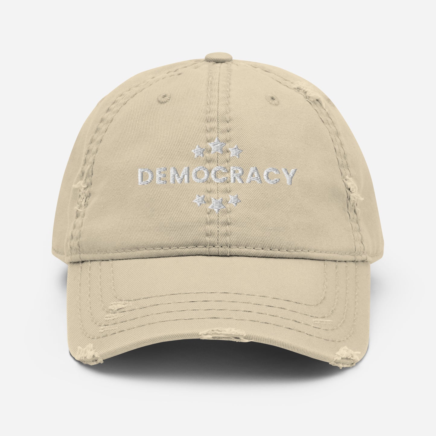 Democracy Hat, Embroidered, Distressed "Dad" Hat, Multiple Colors