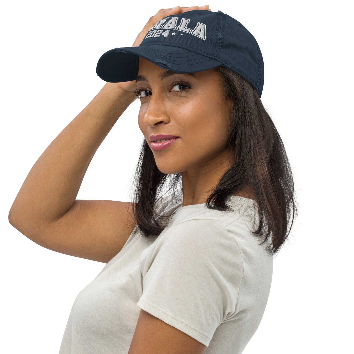 Kamala Harris Embroidered, Distressed Dad Hat