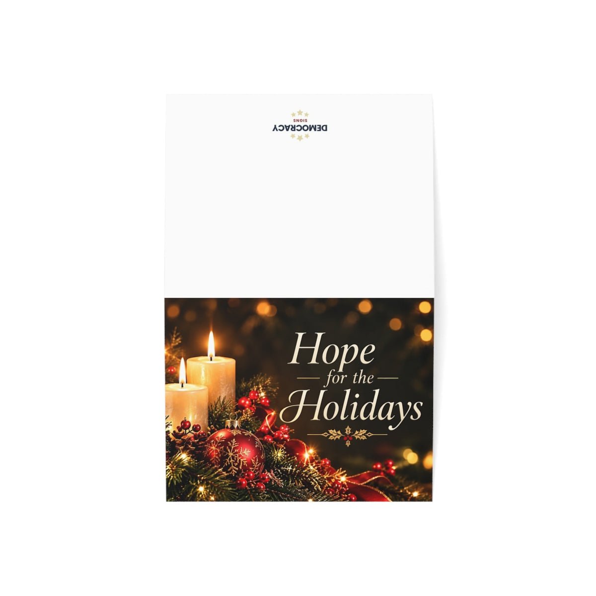 Hope for the Holidays (candles) greeting card, open-cover