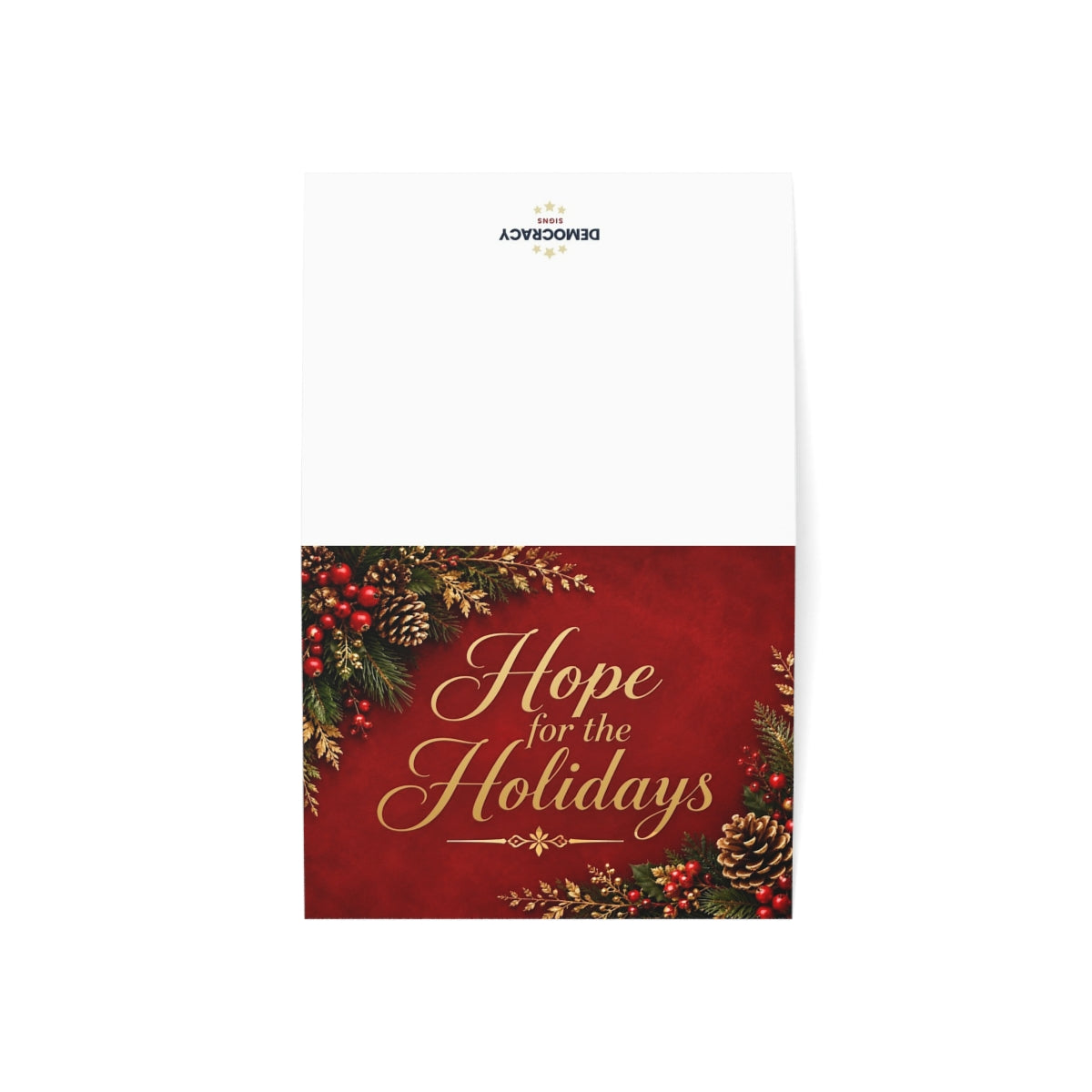 Hope for the Holidays (red velvet) greeting card, open-cover
