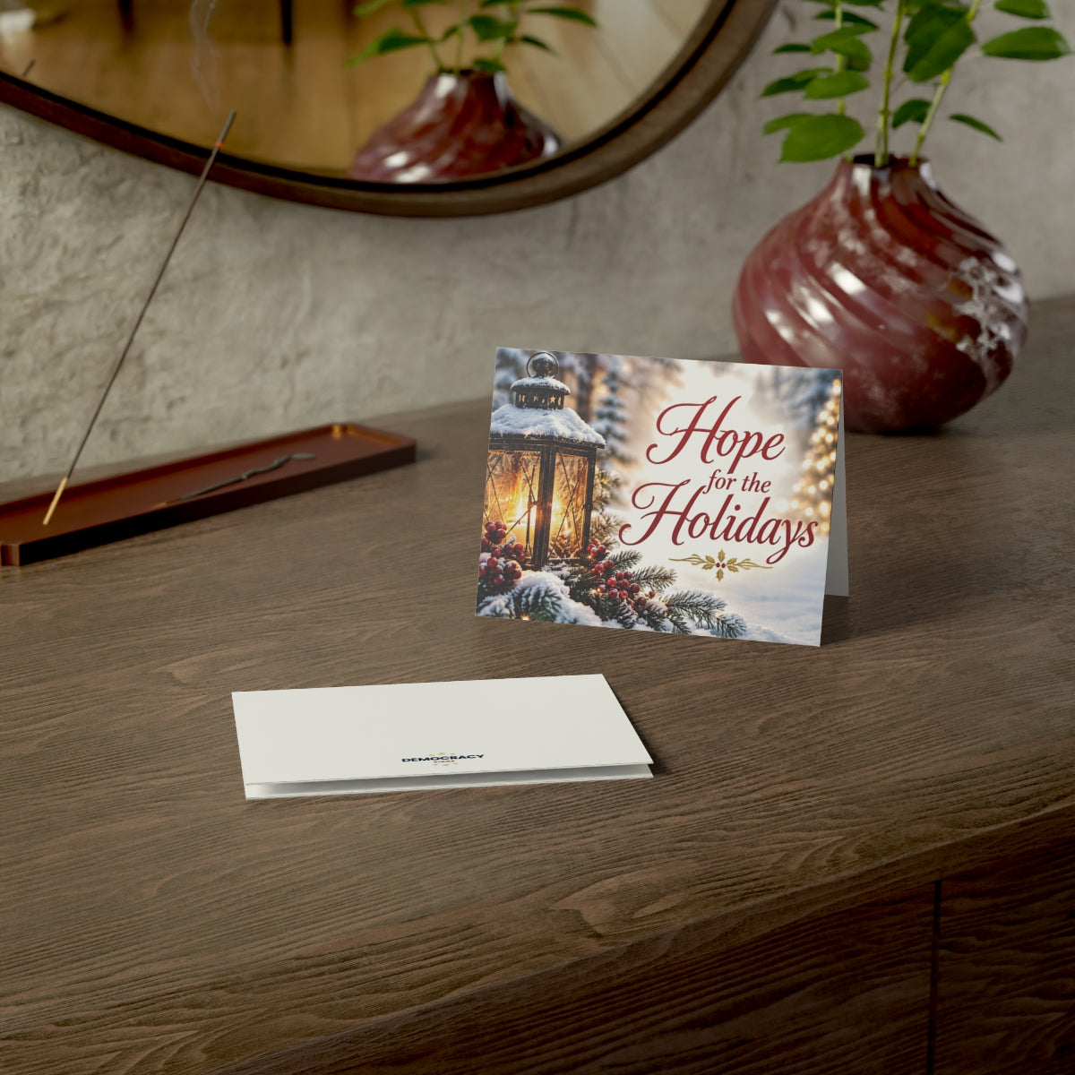 Hope for the Holidays (snowy lantern) greeting card, context-2