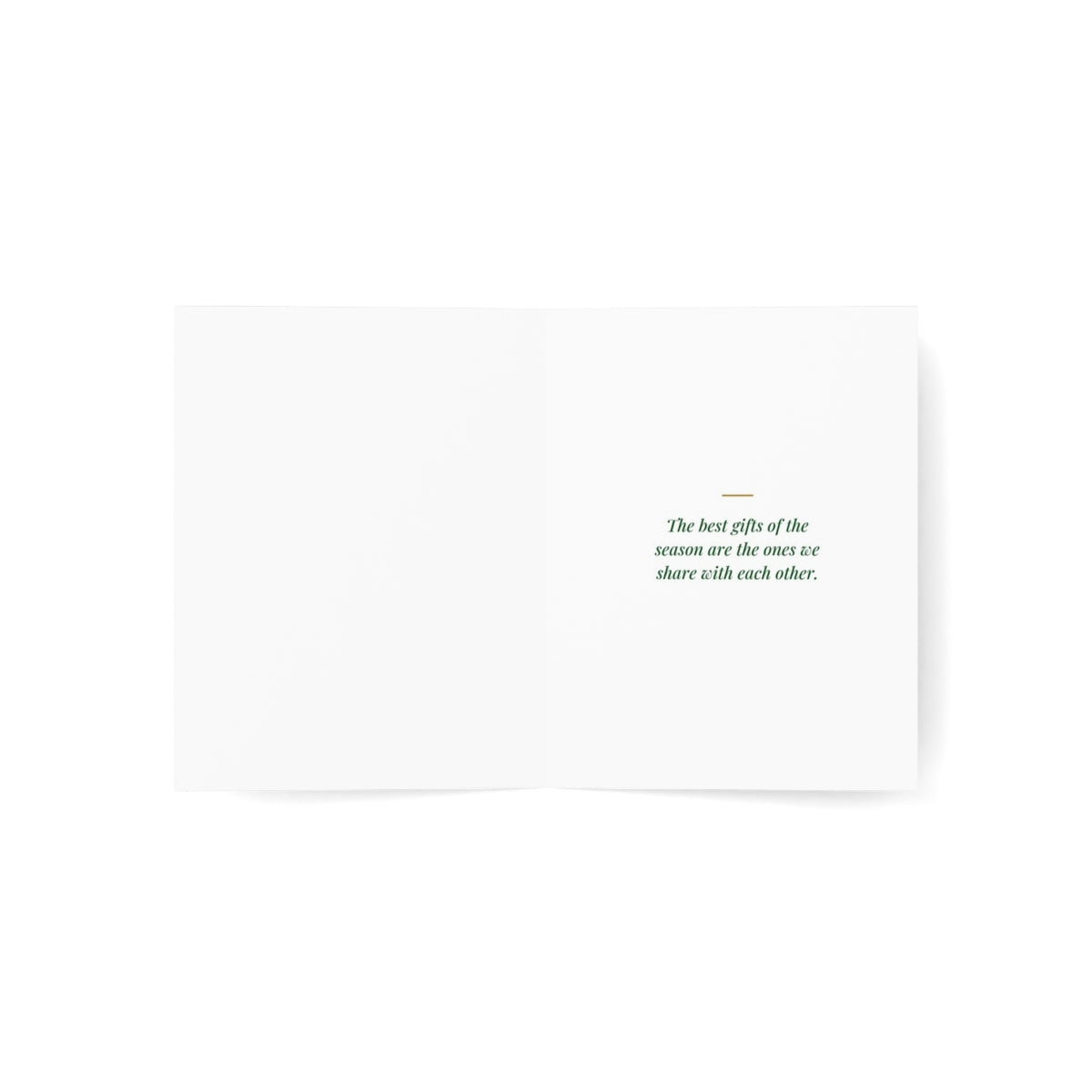Joy, Love, Hope, Peace, Kindness (green) greeting card, inside-open