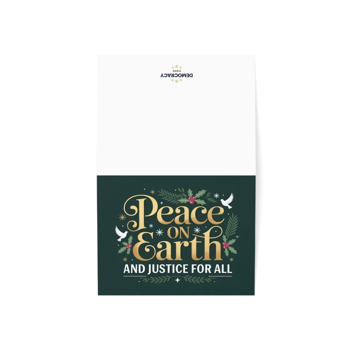 Peace on Earth and Justice for All greeting card, open-cover