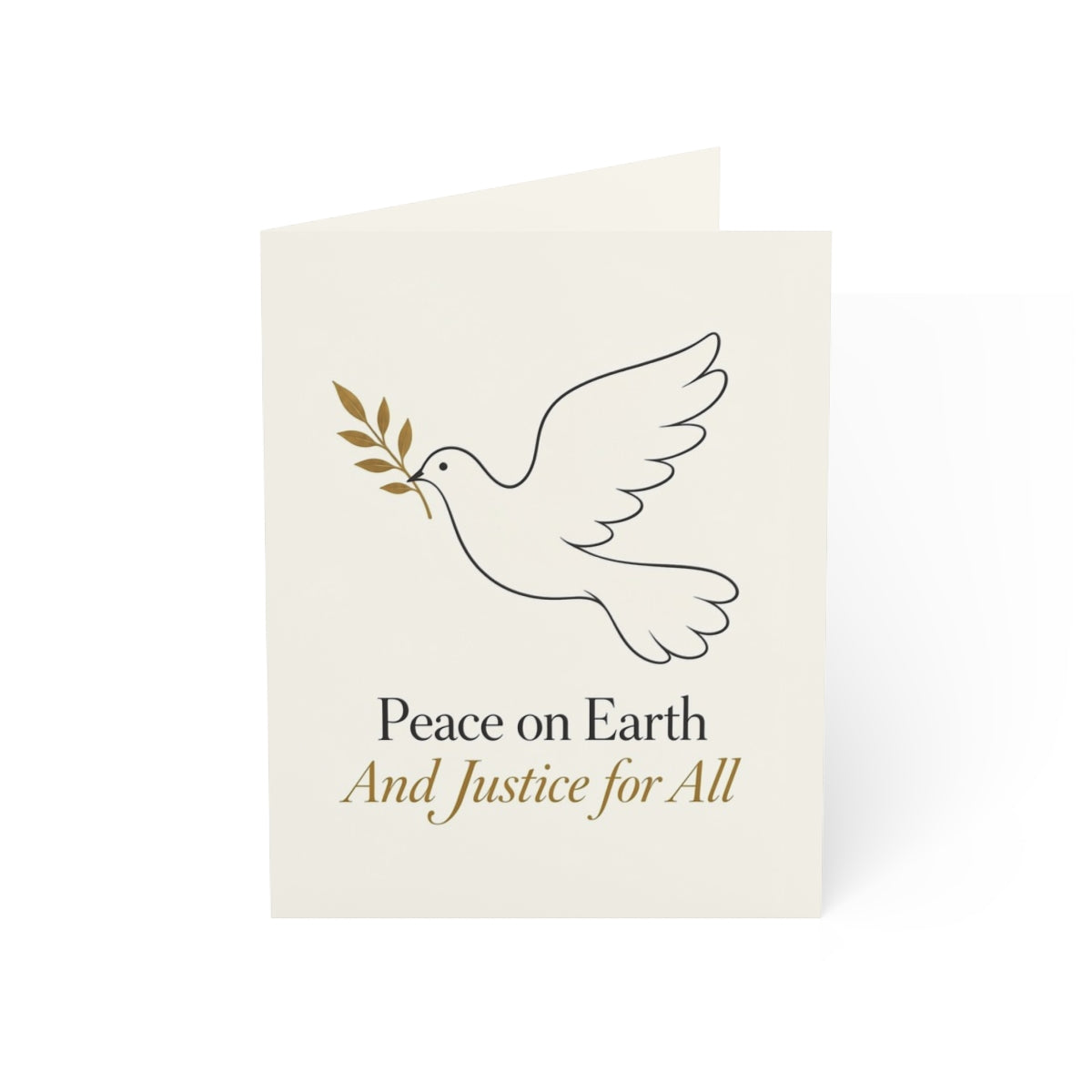 Peace on Earth, And Justice for All (cream) greeting card, front