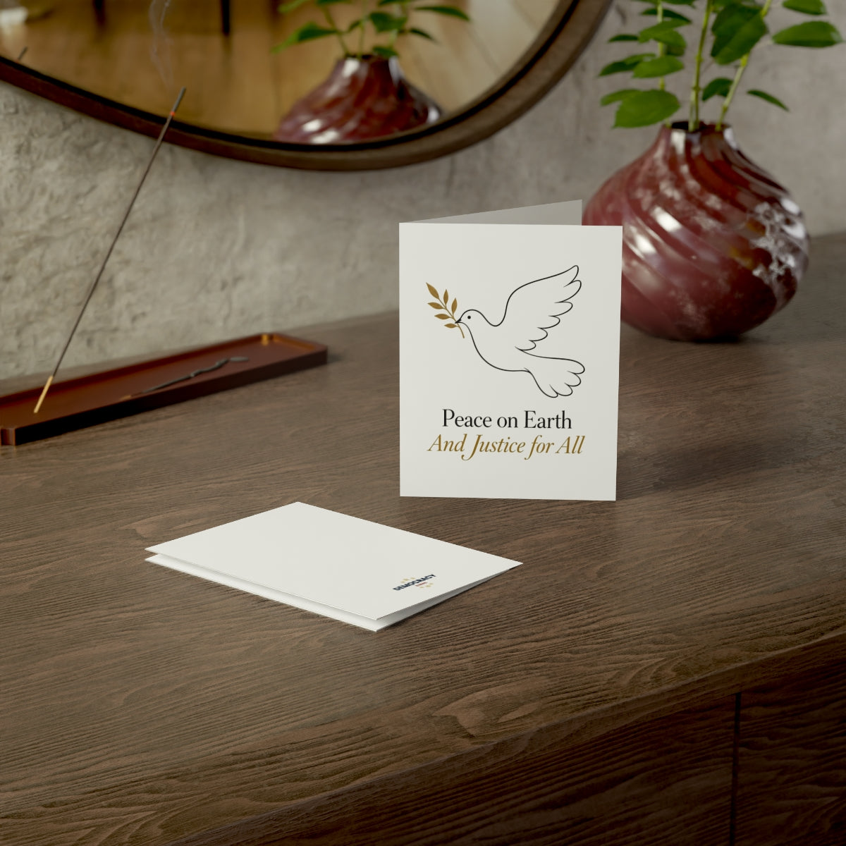 Peace on Earth, And Justice for All (cream) greeting card, context-2