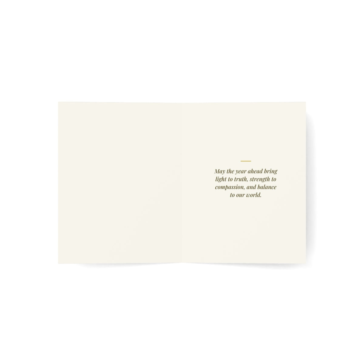 Peace on Earth, And Justice for All (cream) greeting card, inside-open