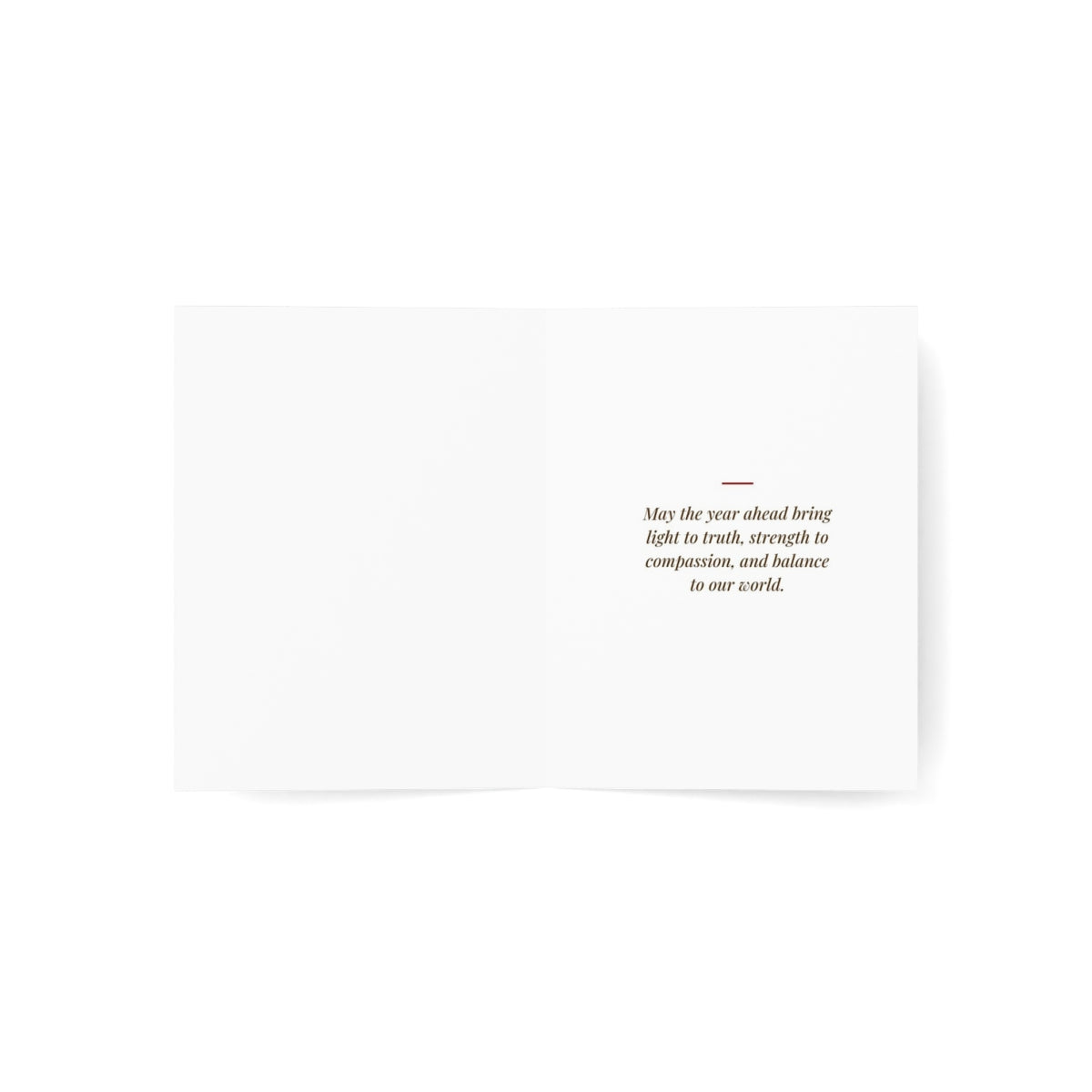 Peace on Earth, And Justice for All (red) greeting card, inside-open
